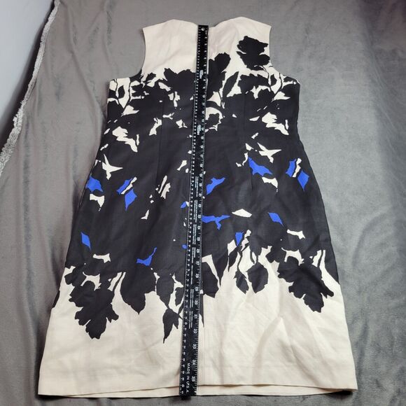 Taylor Dress Womens Size 10 Shift White Blue Floral Linen Silk Sleeveless Career - Picture 13 of 16